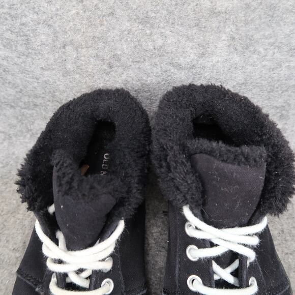 Old Navy Shoes Kids 3 Casual Sneaker High Top Black Lace Up Glitter Sole Trainer - Picture 3 of 11